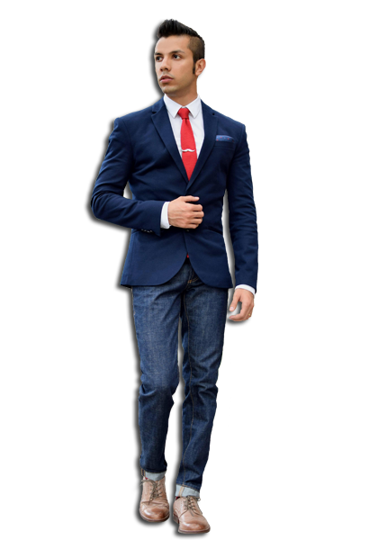 formal coat with jeans